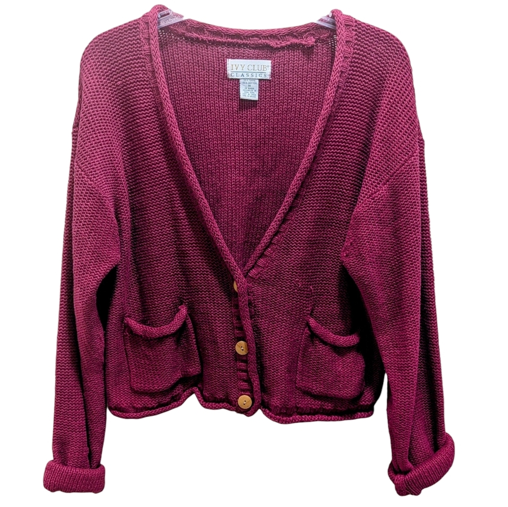 Vintage Ivy Club Classics Burgundy Cardigan Sweater Medium